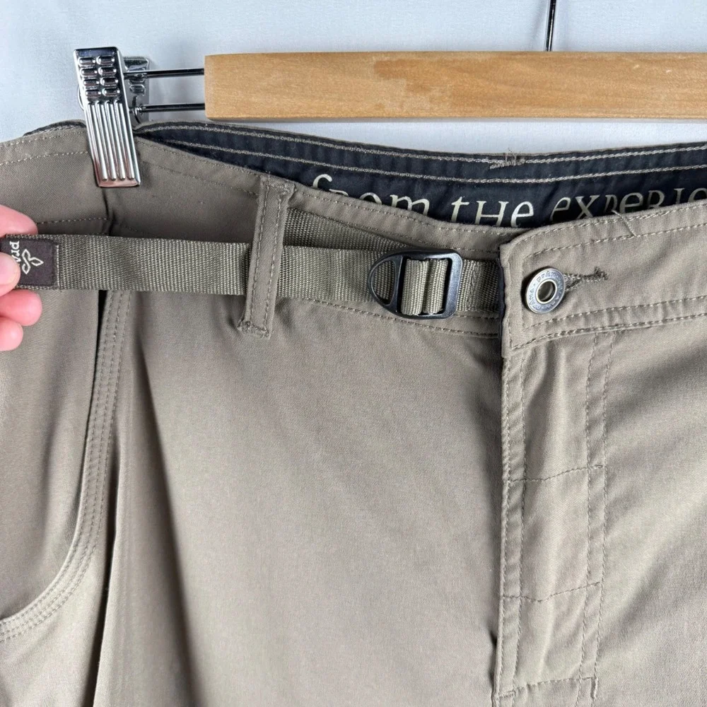 Prana Men's Tan Hiking Pants‎ 38x34 Belted Lightweight Breathable Cargo Pockets